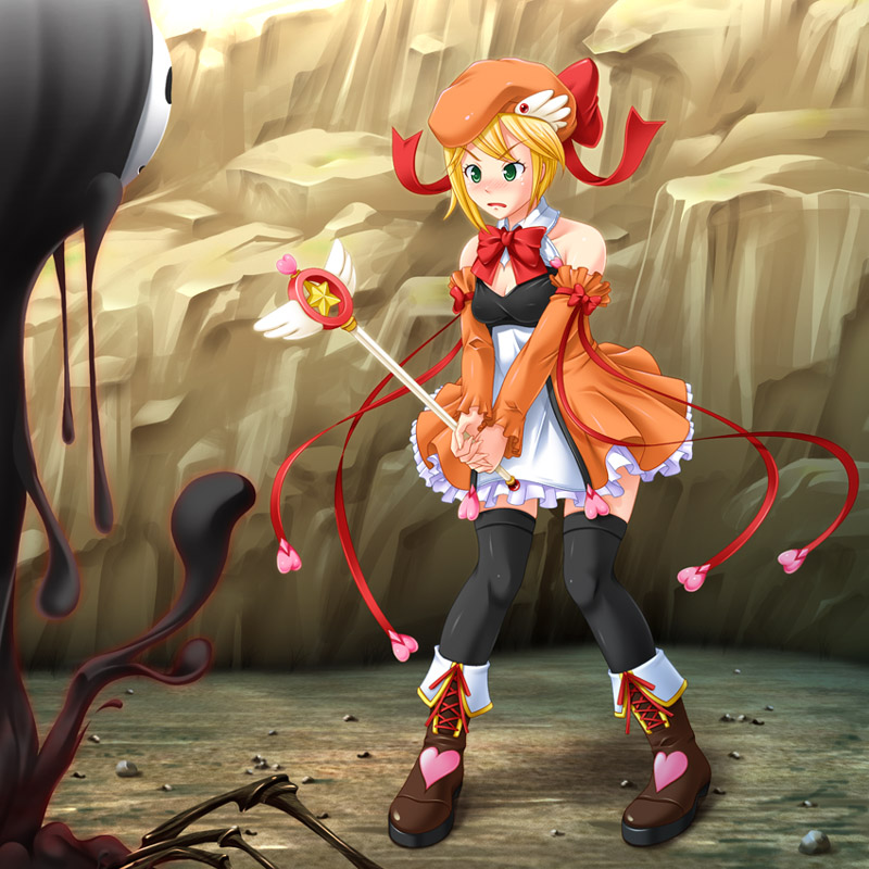 kinomoto sakura, noel vermillion, and arakune (blazblue and 1 more)
