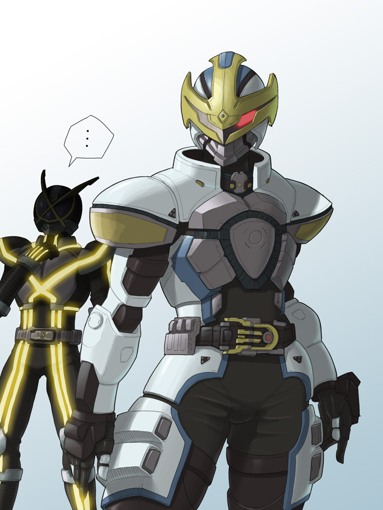kamen rider kaixa and kamen rider ixa (kamen rider and 2 more) drawn by nandz