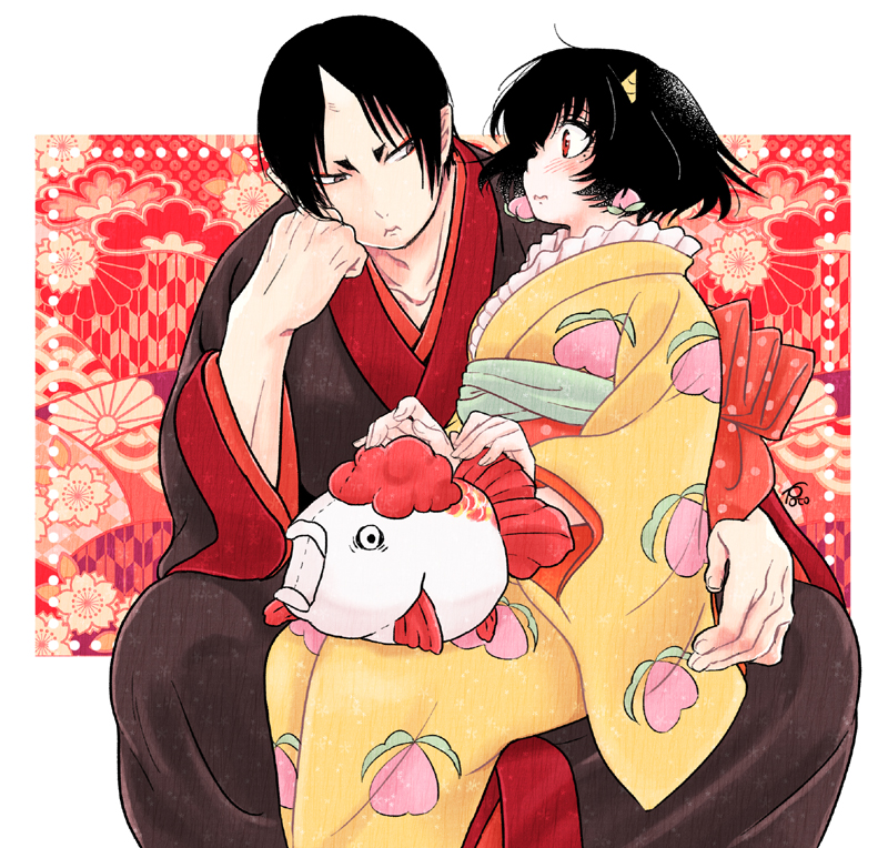 hoozuki and peach maki (hoozuki no reitetsu) drawn by e-0057