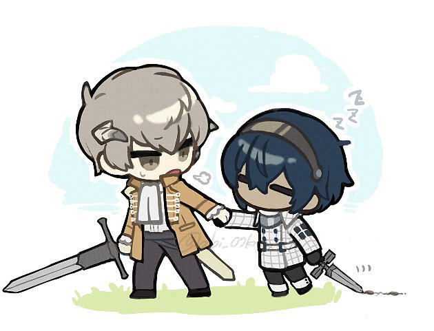 protagonist and strohl (metaphor: refantazio) drawn by abi_07km