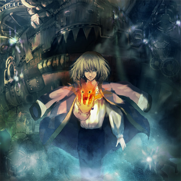 howl pendragon and calcifer (howl no ugoku shiro) drawn by sin_(hitonatsu)