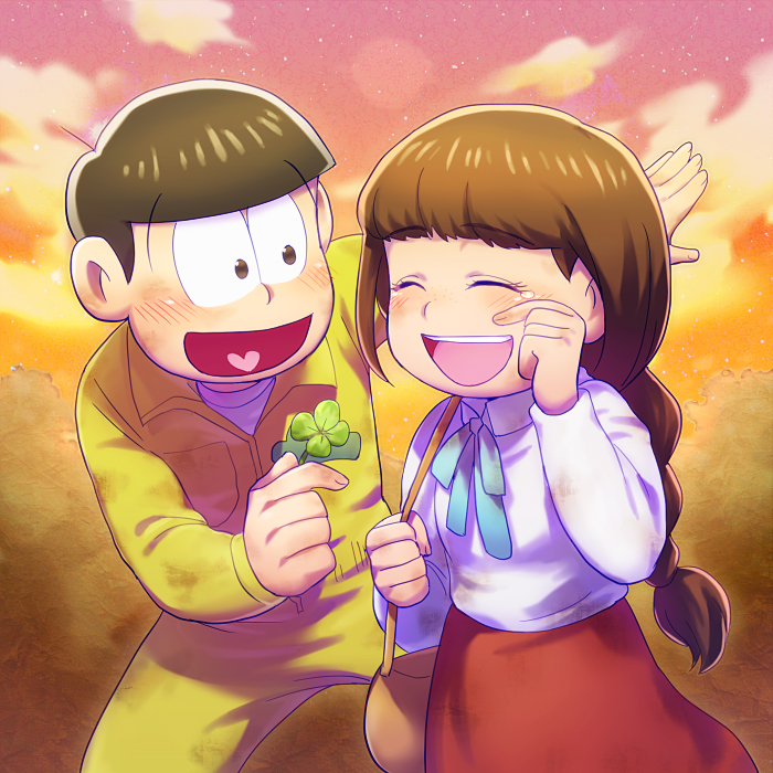 matsuno jyushimatsu and jyushimatsu's girlfriend (osomatsu and 1 more) drawn by show_chiku-by
