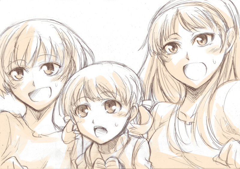 satonaka chie, amagi yukiko, and doujima nanako (persona and 1 more) drawn by segami_daisuke