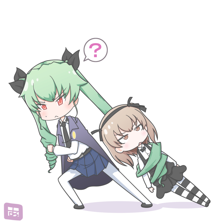 anchovy and shimada arisu (girls und panzer) drawn by adachi_fumio