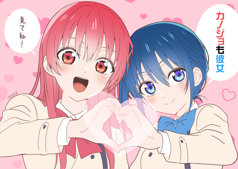 minase nagisa and saki saki (kanojo mo kanojo) drawn by toyota_akiko