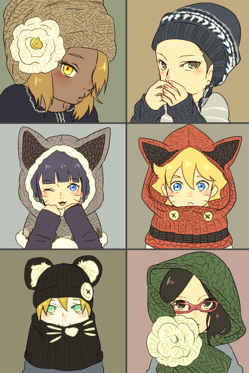 uchiha sarada, uzumaki boruto, uzumaki himawari, akimichi chouchou, yamanaka inojin, and 1 more (naruto and 1 more) drawn by mizuto_(o96ap)