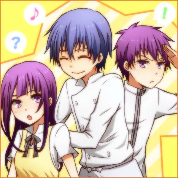 yamada aoi, souma hiroomi, and yamada kirio (working!!) drawn by shuna