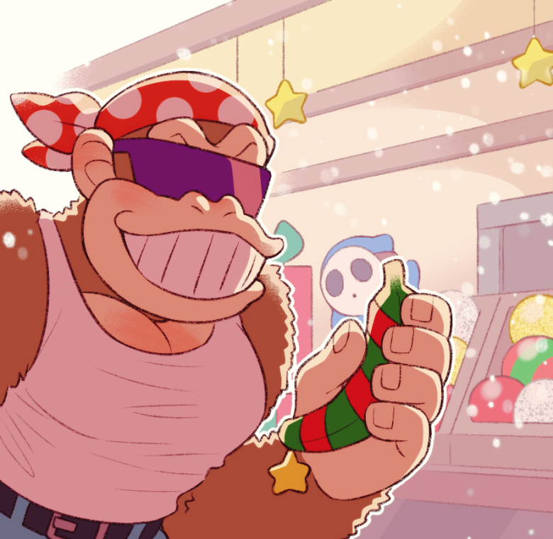 shy guy and funky kong (mario and 1 more) drawn by minashirazu