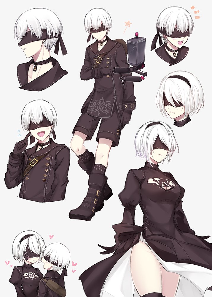 2b, 9s, and pod (nier and 1 more) drawn by flywinga7