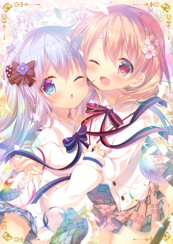 kafuu chino and hoto cocoa (gochuumon wa usagi desu ka?) drawn by mitsumomo_mamu