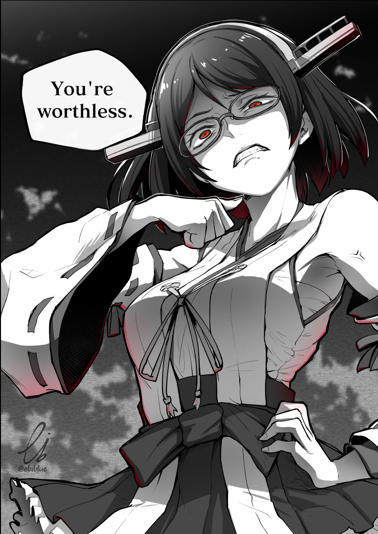 kirishima and kirishima kai ni (kantai collection) drawn by ebiblue