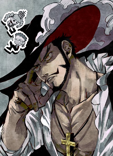 roronoa zoro, perona, and dracule mihawk (one piece) drawn by kalk0011