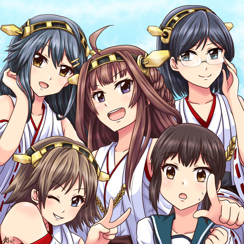 kongou, fubuki, haruna, hiei, and kirishima (kantai collection) drawn by athyra