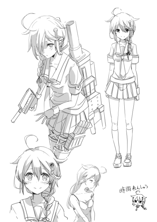 shigure and shigure kai ni (kantai collection) drawn by kazuhito_(1245ss)