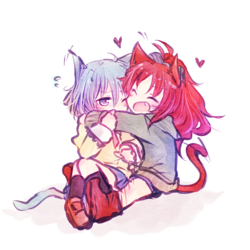 miki sayaka and sakura kyoko (mahou shoujo madoka magica) drawn by mizuki_(flowerlanguage)