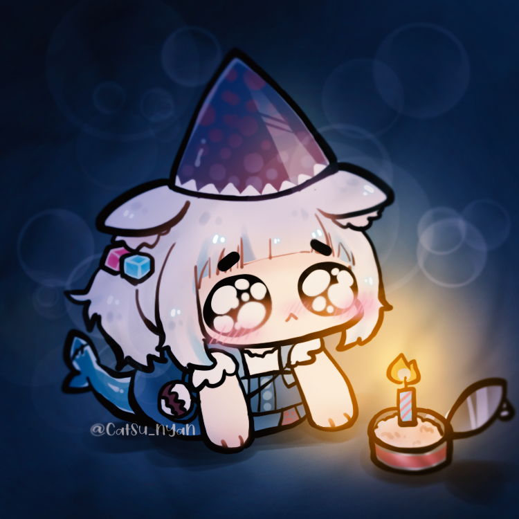 gawr gura (hololive and 1 more) drawn by catsu_nyan
