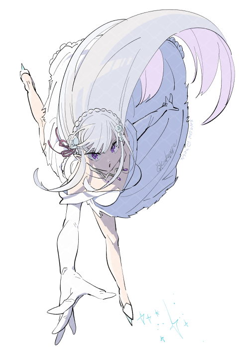 emilia (re:zero kara hajimeru isekai seikatsu) drawn by tukemono6