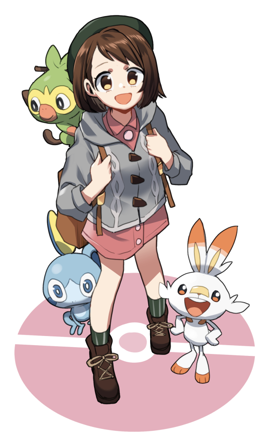 gloria, scorbunny, sobble, and grookey (pokemon and 1 more) drawn by wm_(chawoo1357)