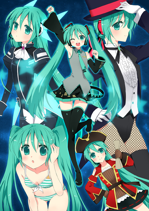 hatsune miku (vocaloid and 1 more) drawn by manle
