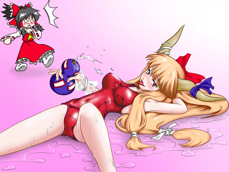 hakurei reimu and ibuki suika (touhou) drawn by kentairui