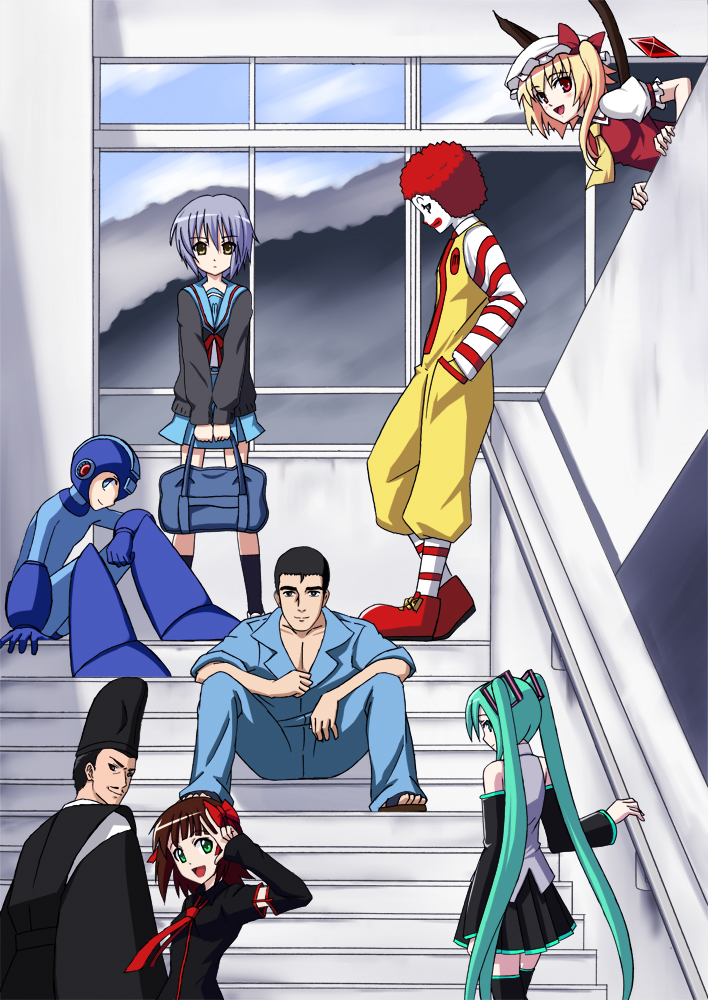 hatsune miku, flandre scarlet, nagato yuki, amami haruka, mega man, and 3 more (touhou and 11 more) drawn by h-new