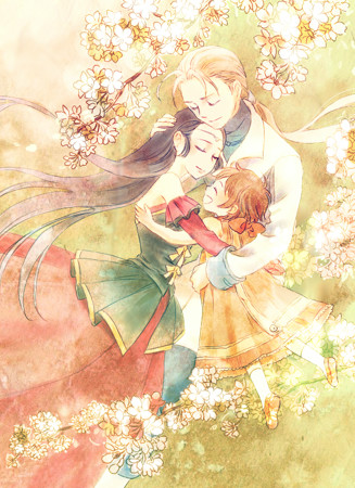 jowy atreides-blight, jillia blight, and pilika (gensou suikoden and 1 more) drawn by suo_(sunano)