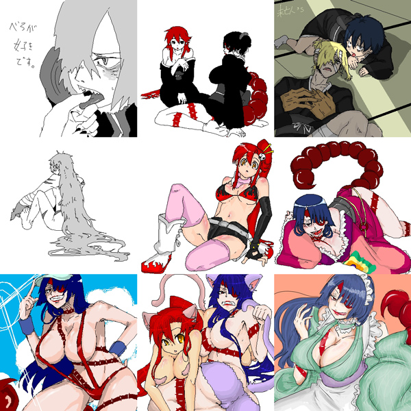 yoko littner, simon, viral, and adiane (tengen toppa gurren lagann) drawn by siroringo