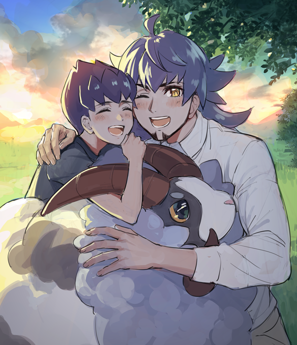 leon, hop, and dubwool (pokemon and 1 more) drawn by meiji_(meiji770)