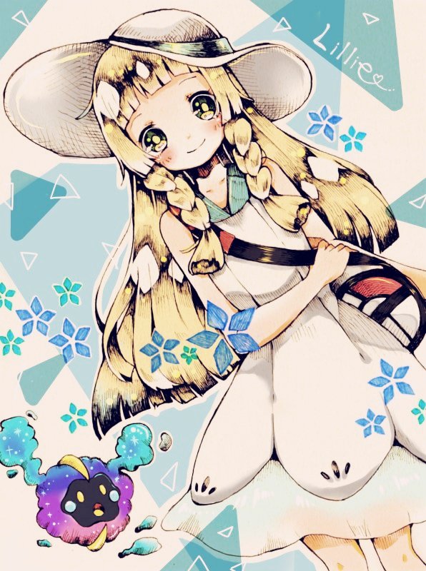 lillie and cosmog (pokemon and 1 more) drawn by hareru46