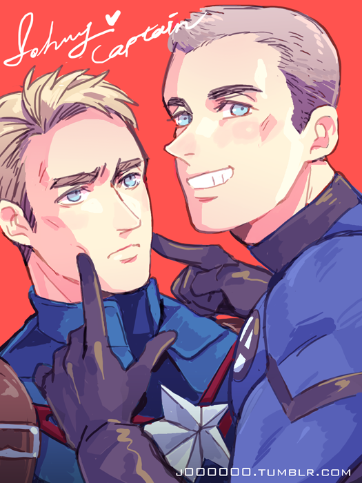 steve rogers, captain america, johnny storm, and chris evans (marvel and 2 more) drawn by jo_(artist)