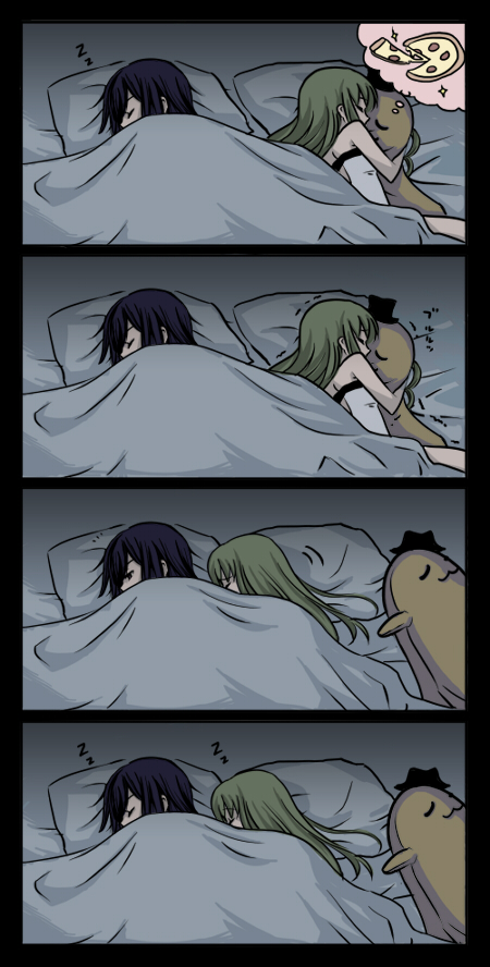 c.c., lelouch vi britannia, and cheese-kun (code geass and 1 more) drawn by mizunomoto
