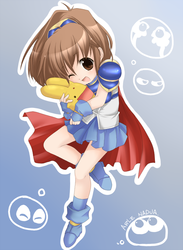 arle nadja, puyo, and carbuncle (puyopuyo and 1 more) drawn by kosumo