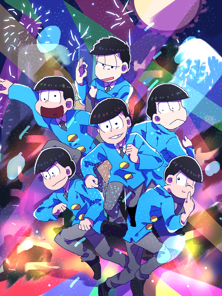 matsuno osomatsu, matsuno karamatsu, matsuno ichimatsu, matsuno jyushimatsu, matsuno choromatsu, and 1 more (osomatsu and 2 more) drawn by mono_(5103281224)