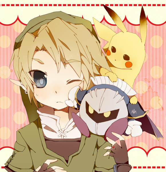 link, pikachu, and meta knight (pokemon and 4 more) drawn by kasano_(chinatsu)