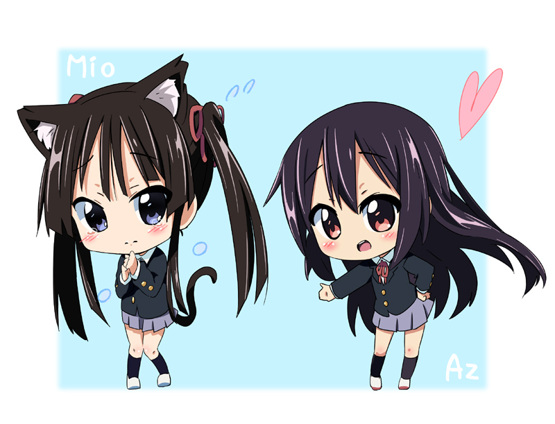 akiyama mio and nakano azusa (k-on!) drawn by kurou_(quadruple_zero)