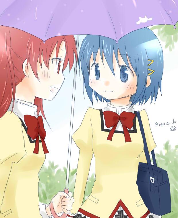 miki sayaka and sakura kyoko (mahou shoujo madoka magica) drawn by isora