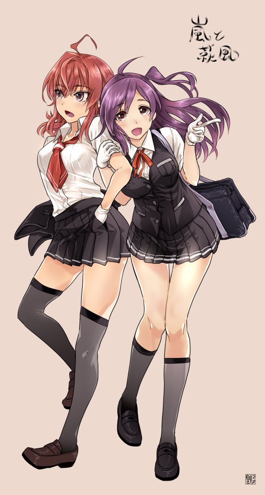 hagikaze and arashi (kantai collection) drawn by sumeragi_hamao