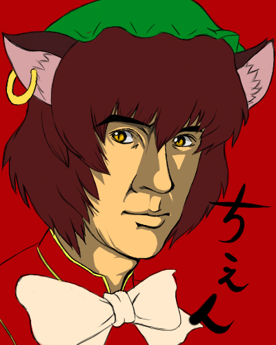 chen and jackie chan (touhou) drawn by abiko_zyozi