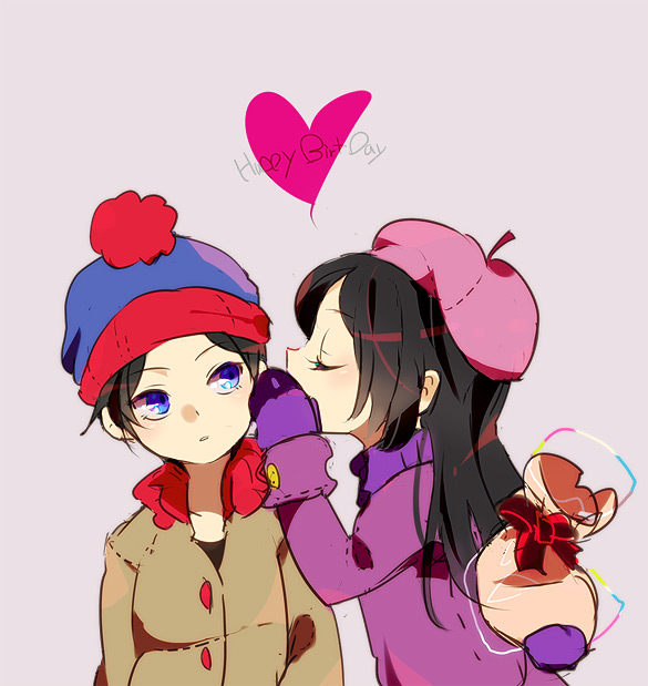 stan marsh and wendy testaburger (south park) drawn by komoreg