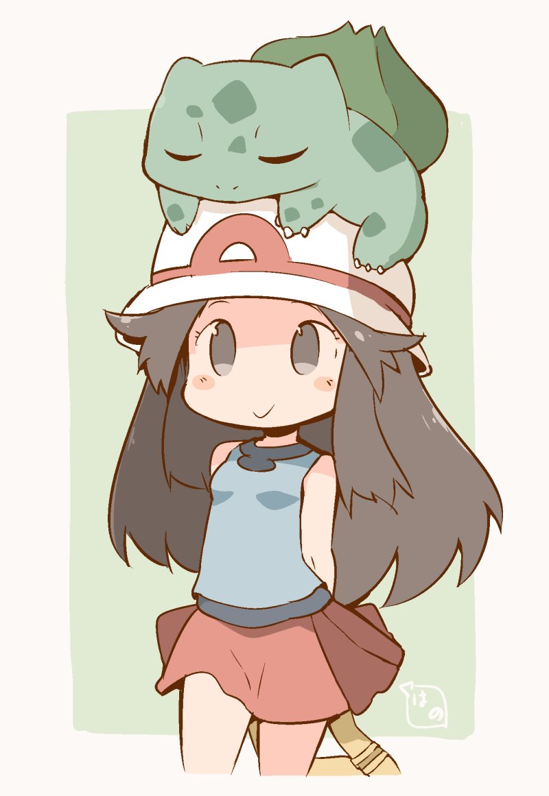 leaf and bulbasaur (pokemon and 1 more) drawn by hanomido