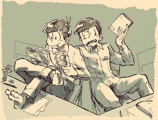 matsuno osomatsu and matsuno choromatsu (osomatsu and 1 more) drawn by 77_(3nan77)