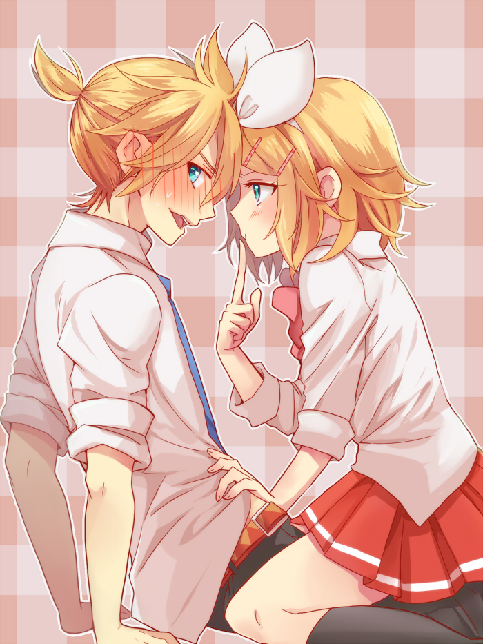 kagamine rin and kagamine len (vocaloid) drawn by setora