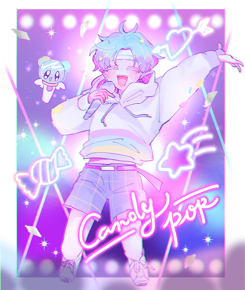 popping candy cookie and angel lightstick (cookie run and 1 more) drawn by mamimumemo