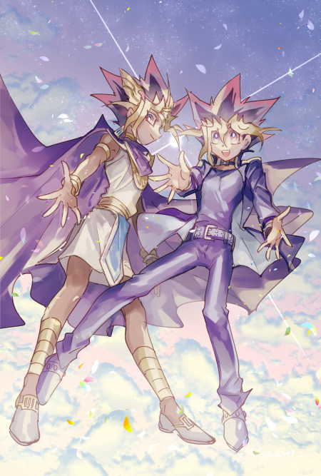 muto yugi and atem (yu-gi-oh! and 1 more) drawn by fushitasu