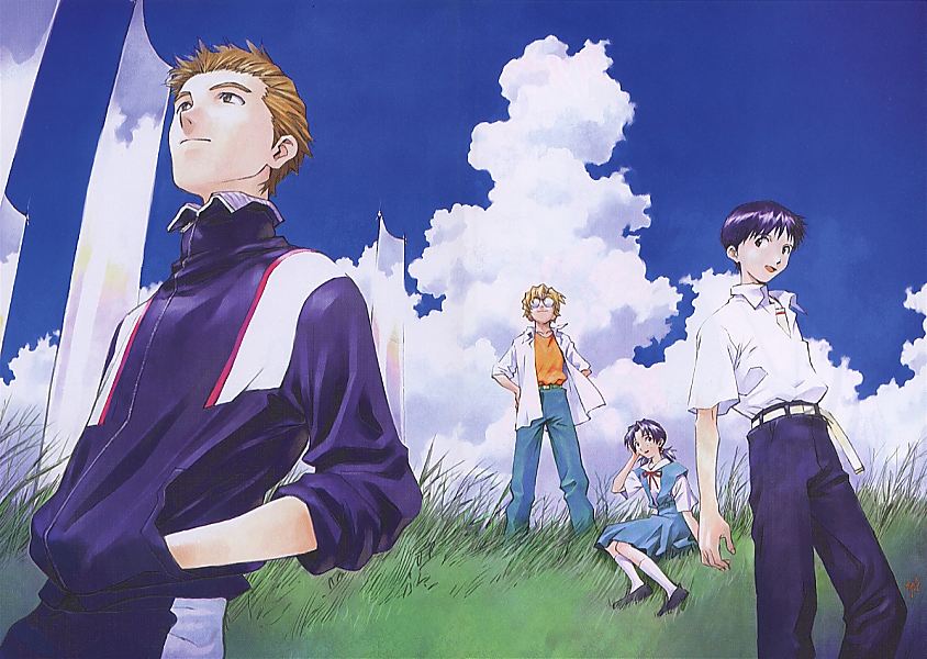 ikari shinji, aida kensuke, horaki hikari, and suzuhara touji (neon genesis evangelion) drawn by sadamoto_yoshiyuki