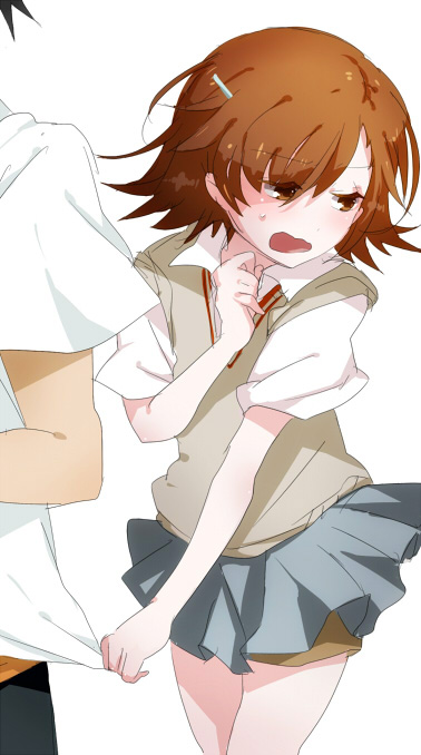 misaka mikoto and kamijou touma (toaru majutsu no index and 1 more) drawn by papiko_(sogebusaretai)