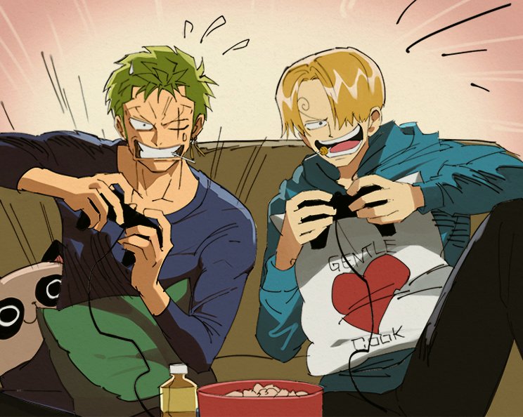 roronoa zoro and sanji (one piece) drawn by runa_(nori31291404)