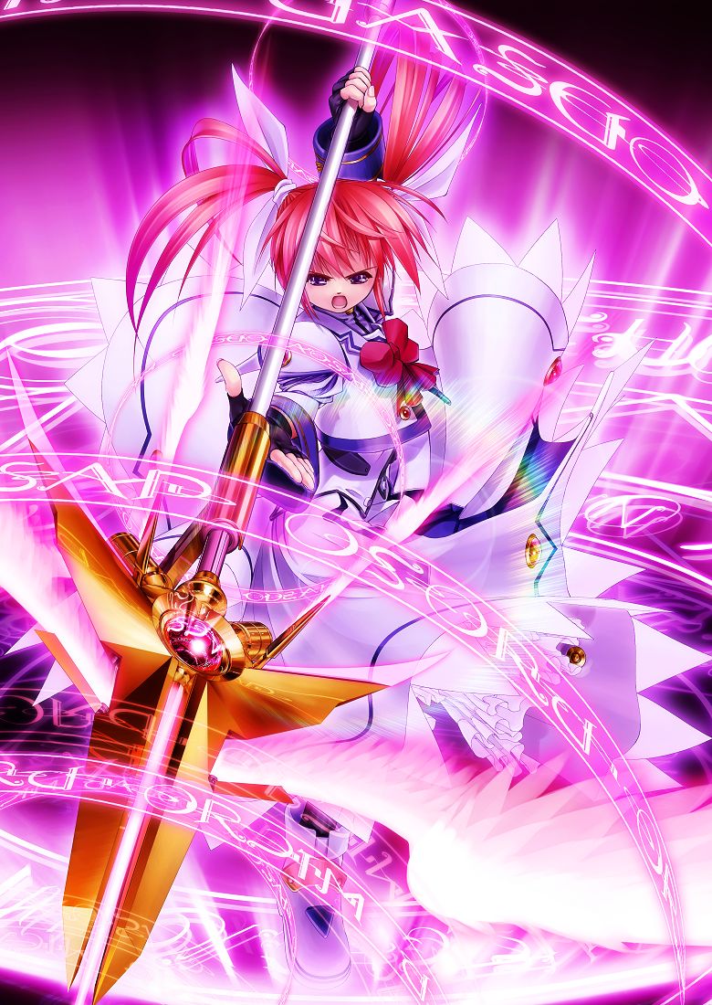 takamachi nanoha and raising heart (lyrical nanoha and 2 more) drawn by tom_(1art.)