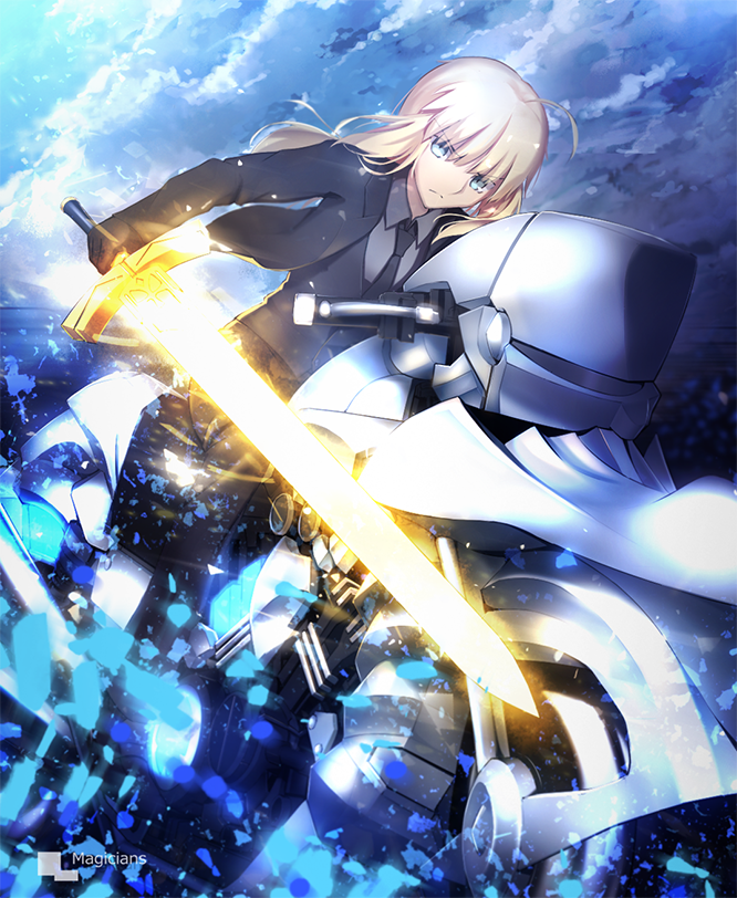 artoria pendragon and saber (fate and 1 more) drawn by magicians_(zhkahogigzkh)