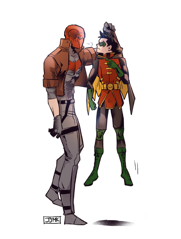 jason todd, red hood, and damian wayne (dc comics and 1 more) drawn by jjmk-jjmk
